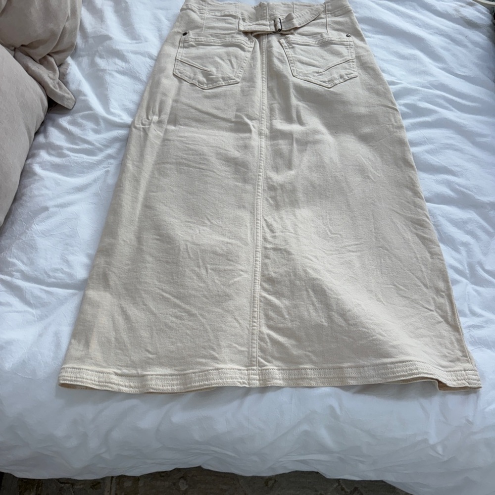 Pilcro Cream Midi Skirt with High Slit - Picture 10 of 11